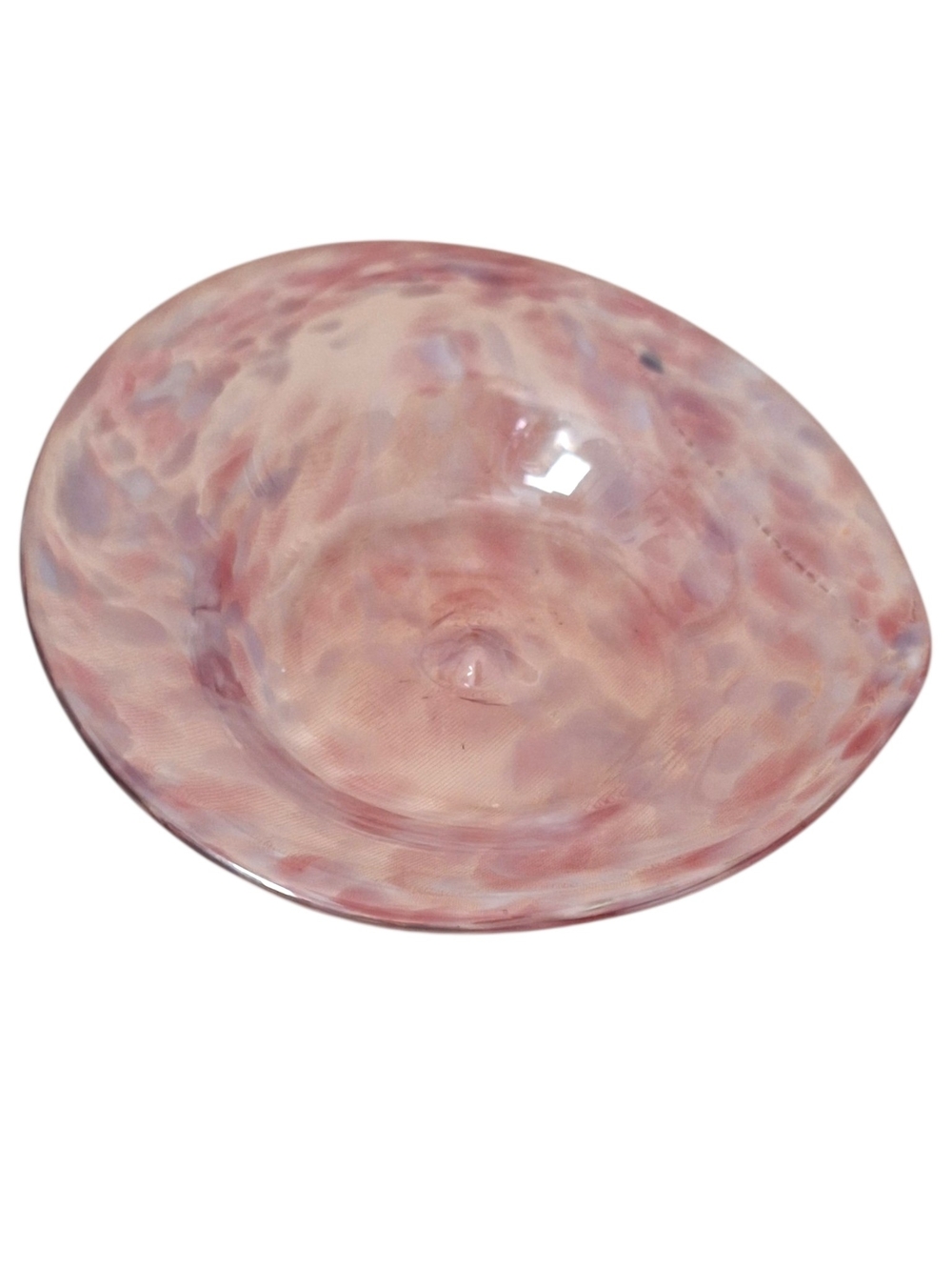 Vintage Hand-blown Italian Murano Glass Pink Swirl Small Bowl